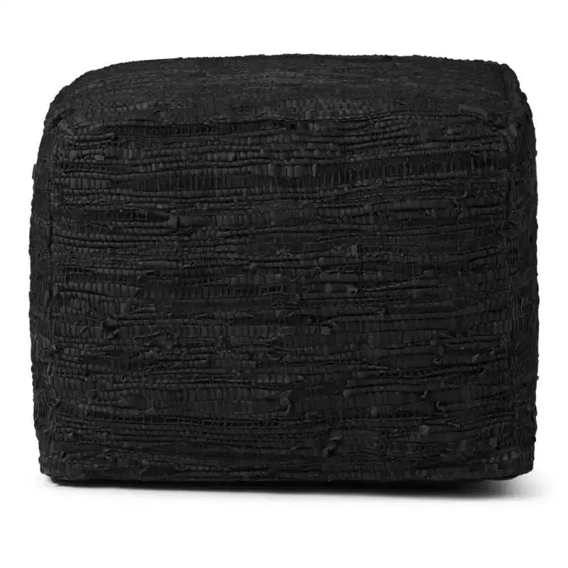 Pouf Contenitore in Pelle Intrecciata Quadrato – 45x45x35 cm, Portata 113 kg, Imbottitura in Polistirolo
