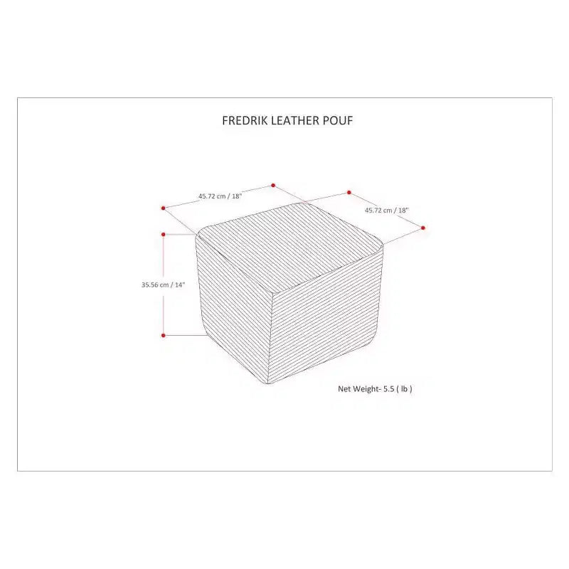 Pouf Contenitore in Pelle Intrecciata Quadrato – 45x45x35 cm, Portata 113 kg, Imbottitura in Polistirolo