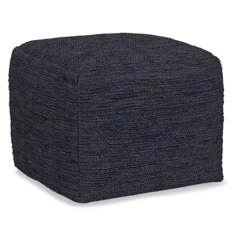 Pouf Contenitore in Pelle Intrecciata Quadrato – 45x45x35 cm, Portata 113 kg, Imbottitura in Polistirolo