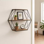 Sagebrook Home Metal Wood Floating Wall Shelves, Storage and Display, Decorative Wall Shelf Organization