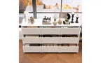 Comò a 9 cassetti bianco con motivo ad arco e maniglie a scomparsa – Credenza da 63" di larghezza
