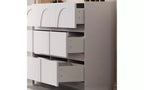 Comò a 9 cassetti bianco con motivo ad arco e maniglie a scomparsa – Credenza da 63" di larghezza