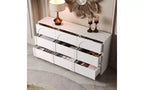 Comò a 9 cassetti bianco con motivo ad arco e maniglie a scomparsa – Credenza da 63" di larghezza