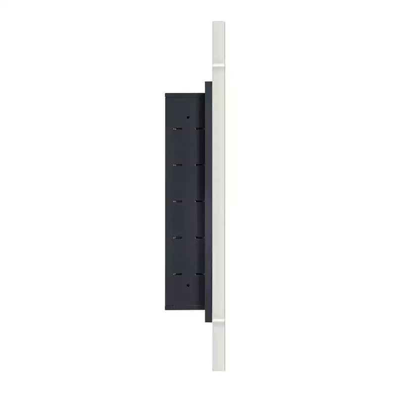Mobiletto pensile ovale da bagno a incasso con specchio – Cornice in metallo, 2 ripiani