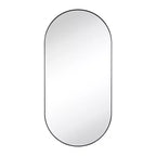 Mobiletto pensile ovale da bagno a incasso con specchio – Cornice in metallo, 2 ripiani