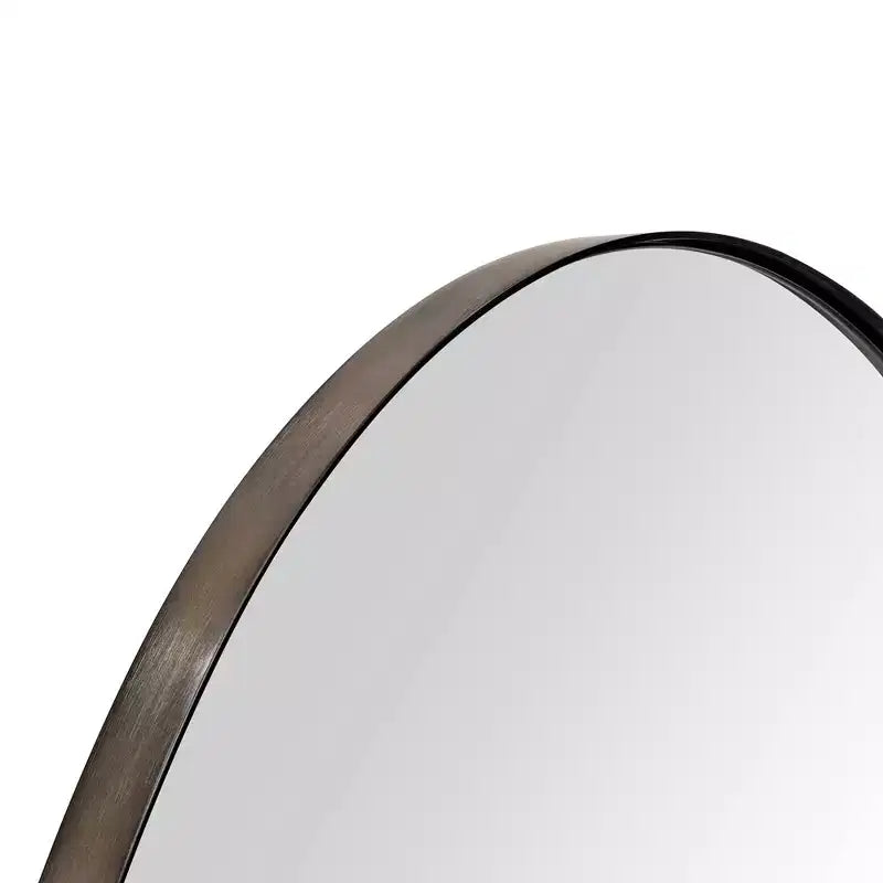 Mobiletto pensile ovale da bagno a incasso con specchio – Cornice in metallo, 2 ripiani