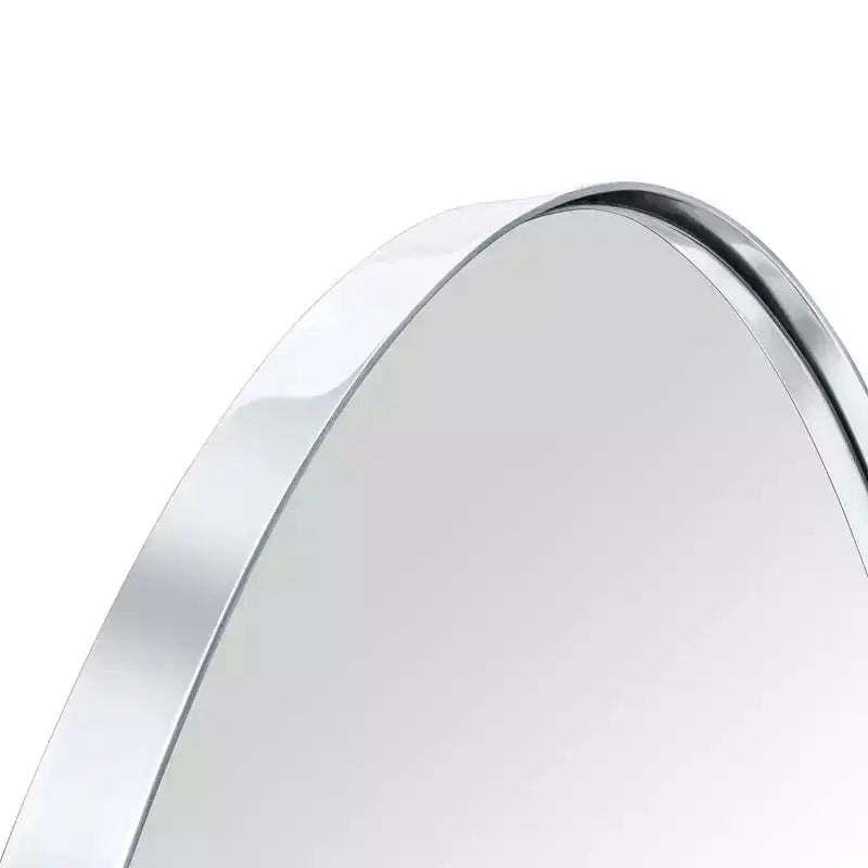 Mobiletto pensile ovale da bagno a incasso con specchio – Cornice in metallo, 2 ripiani