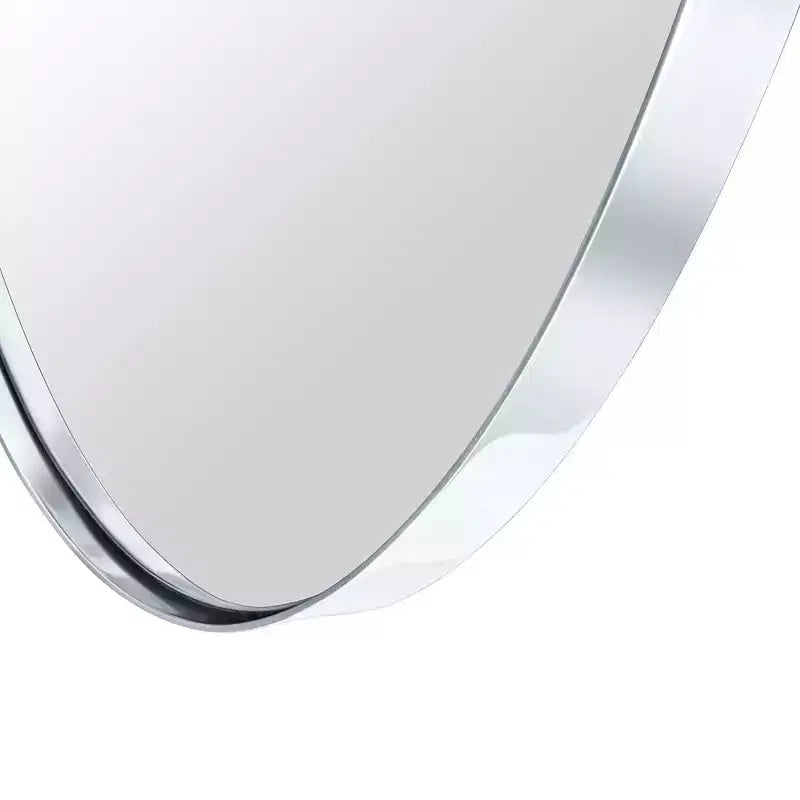 Mobiletto pensile ovale da bagno a incasso con specchio – Cornice in metallo, 2 ripiani