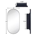 Mobiletto pensile ovale da bagno a incasso con specchio – Cornice in metallo, 2 ripiani