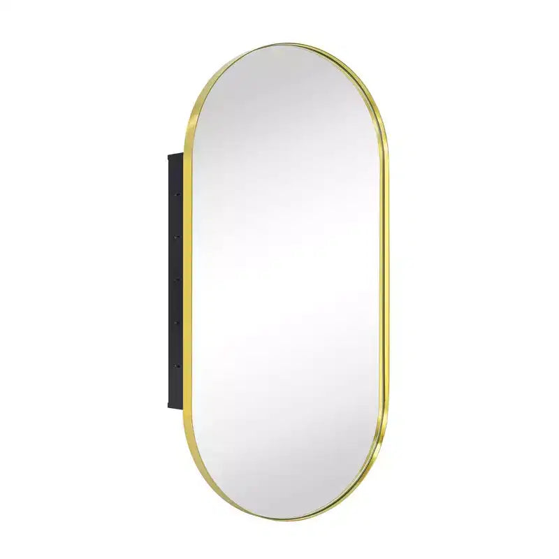 TEHOME Daisy-Mai Oval Pill Shape Metal Framed Recessed Medicine Cabinet with Mirror